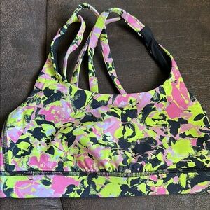 Lululemon Athletica Pink and Yellow Sports Bra